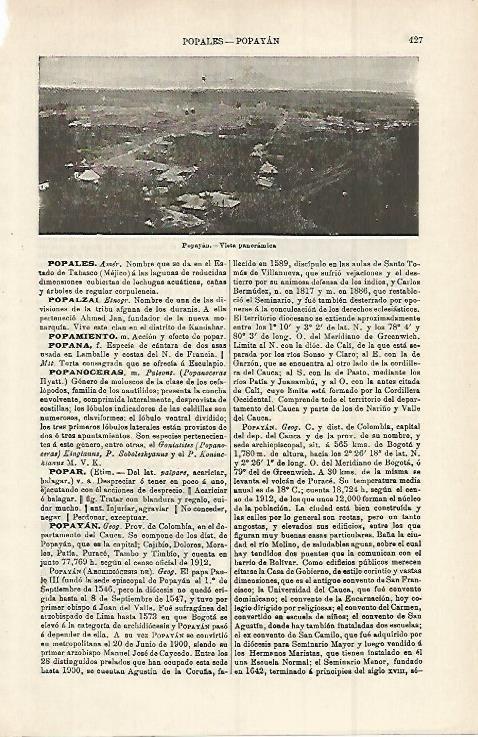 LAMINA ESPASA 15254: Vista de Popayan Colombia