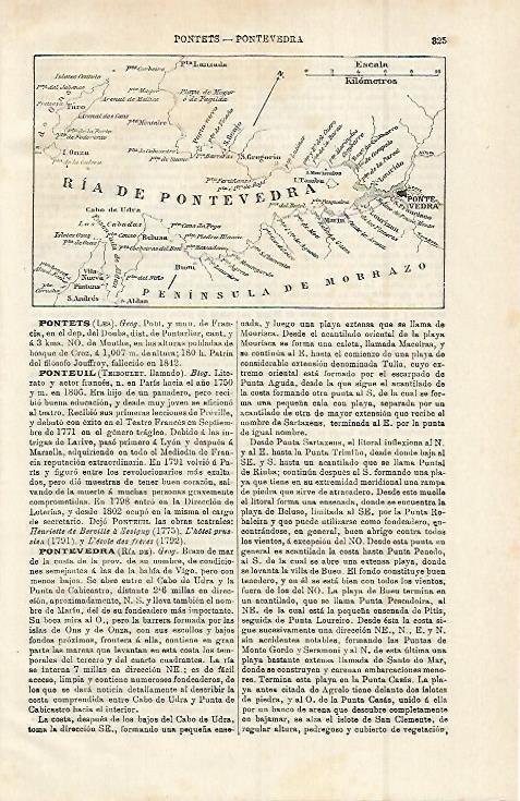 LAMINA ESPASA 15229: Mapa de la ria de Pontevedra
