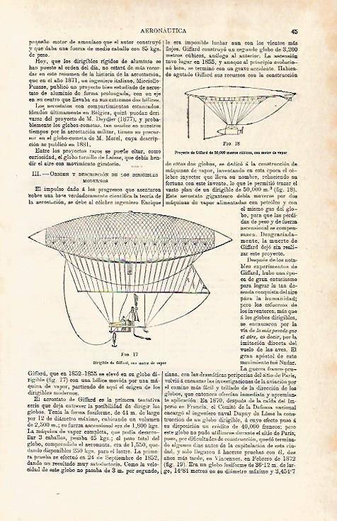 LAMINA ESPASA 15341: Proyecto de Giffard y dirigible de Giffard