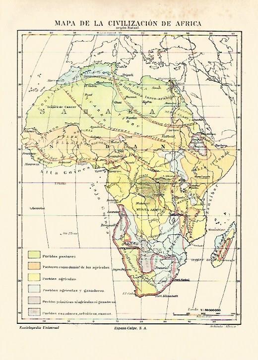 LAMINA ESPASA 15367: Mapa de la civilizacion de Africa