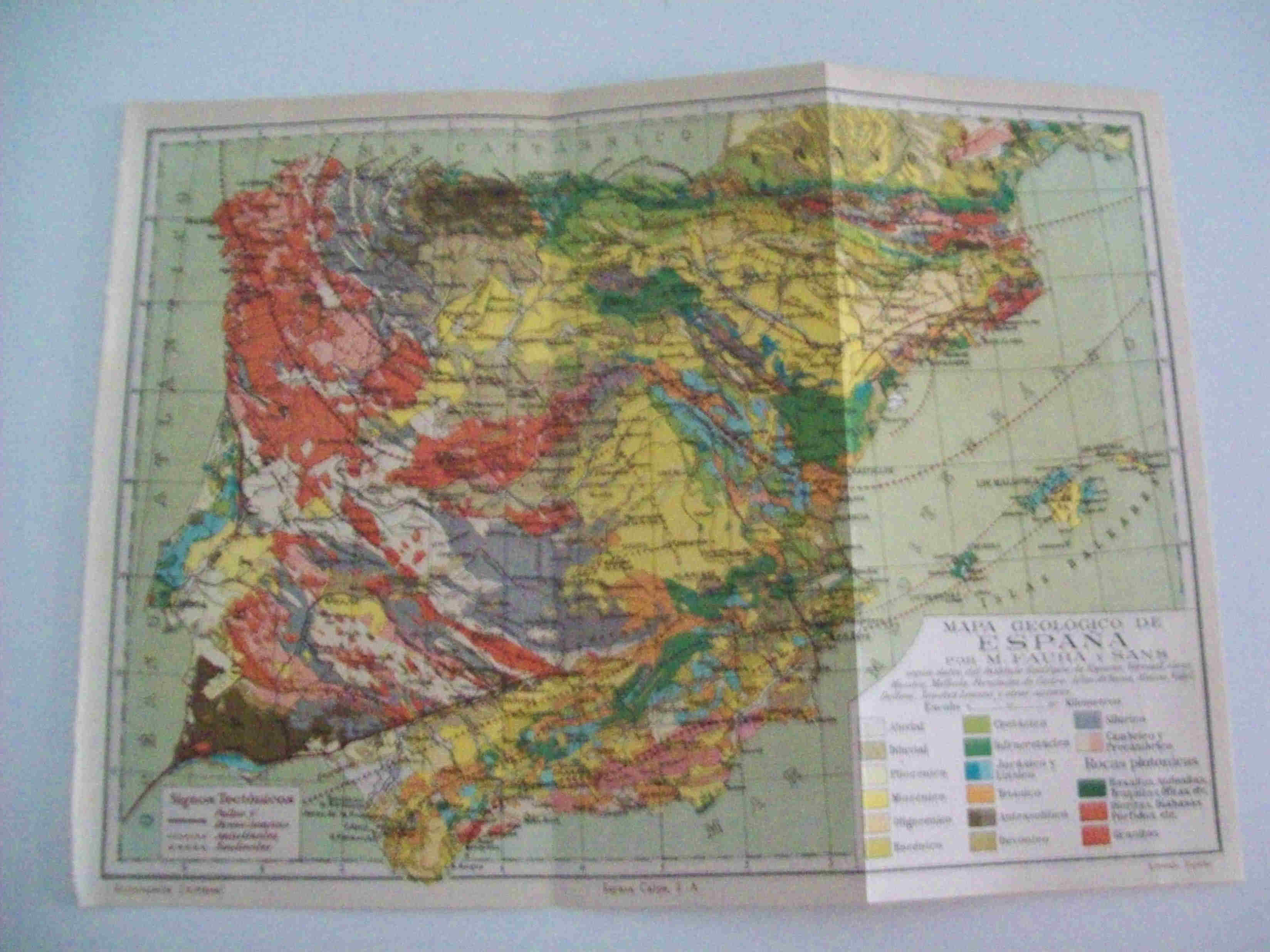 LAMINA ESPASA 15536: Mapa geologico de España por M. Faura y Sans