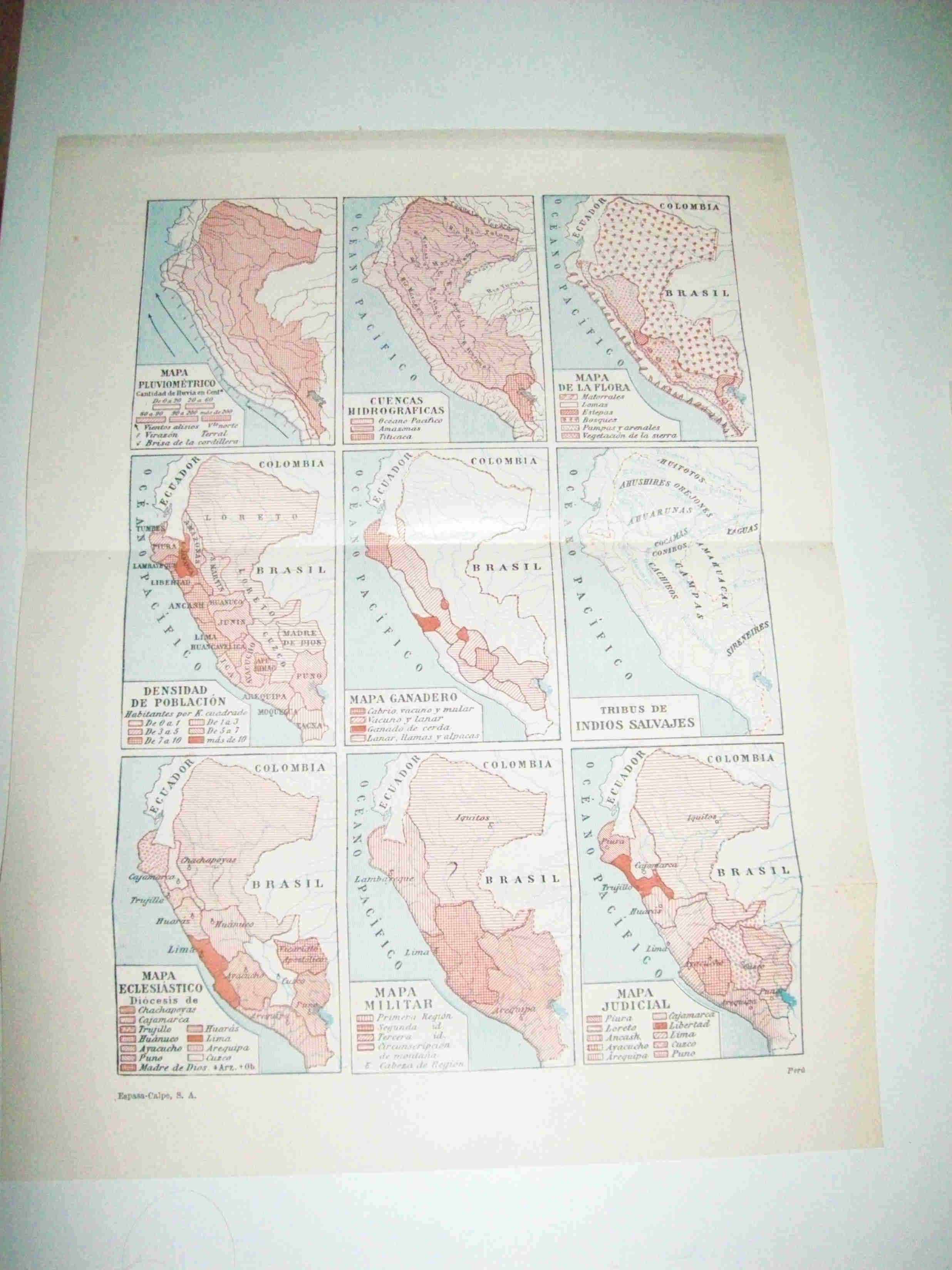 LAMINA ESPASA 15816: Mapas diversos de Peru