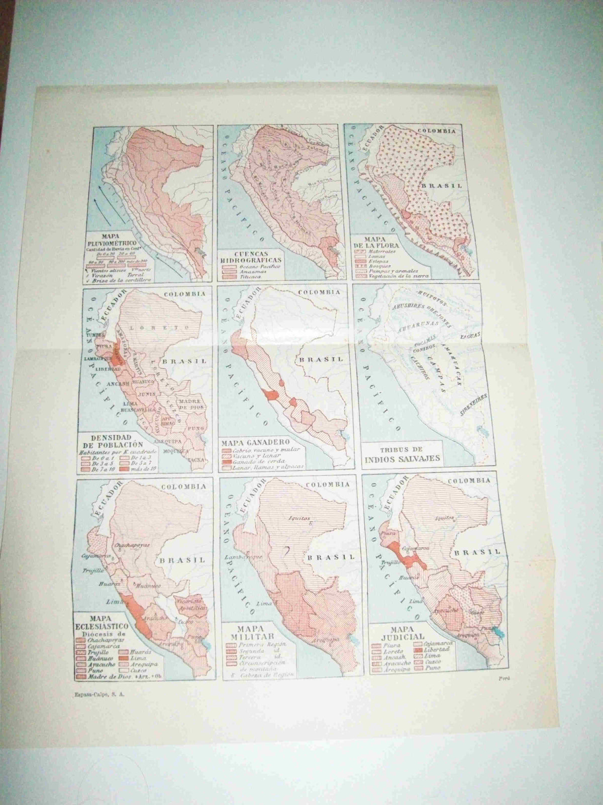 LAMINA ESPASA 15816: Mapas diversos de Peru