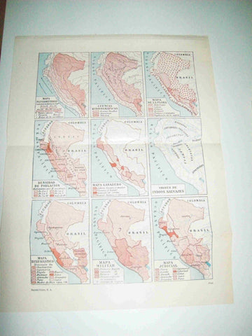 LAMINA ESPASA 15816: Mapas diversos de Peru