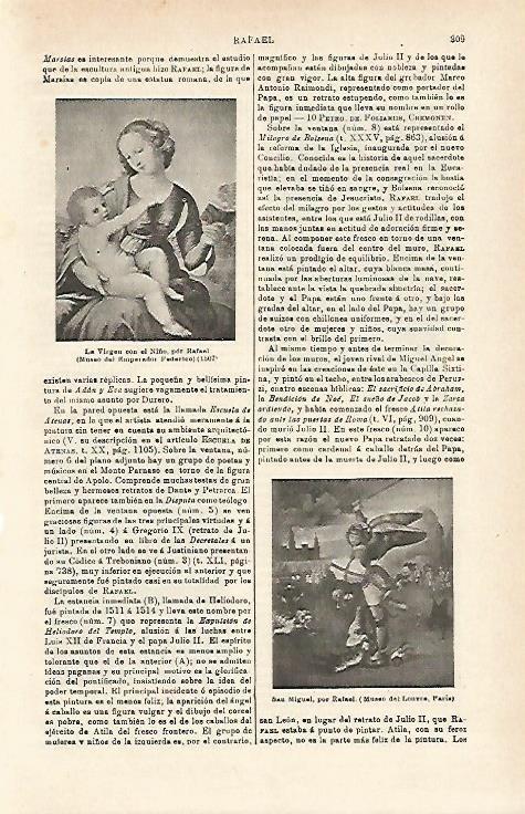 LAMINA ESPASA 15899: La Virgen con el Niño y San Miguel por Rafael
