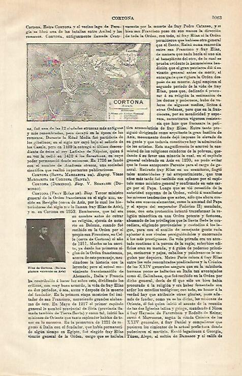 LAMINA ESPASA 15077: Mapa de Cortona Italia