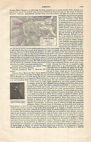 LAMINA ESPASA 15077: Mapa de Cortona Italia