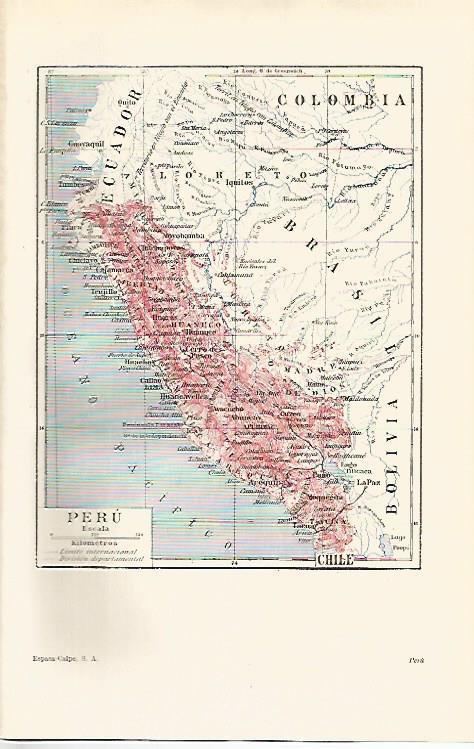 LAMINA ESPASA 15810: Mapa de Peru