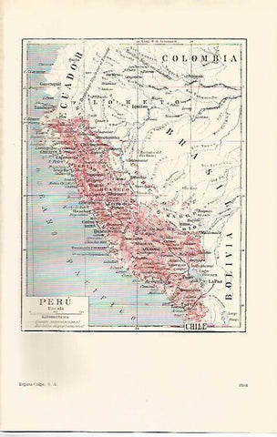 LAMINA ESPASA 15810: Mapa de Peru