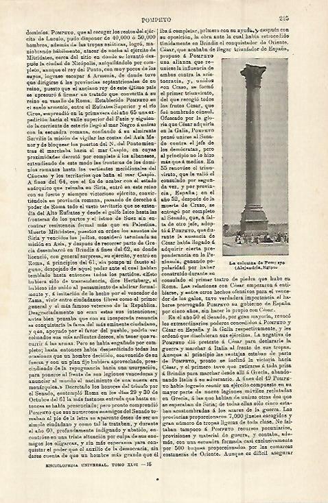 LAMINA ESPASA 15207: Columna de  Pompeyo en Alejandria Egipto
