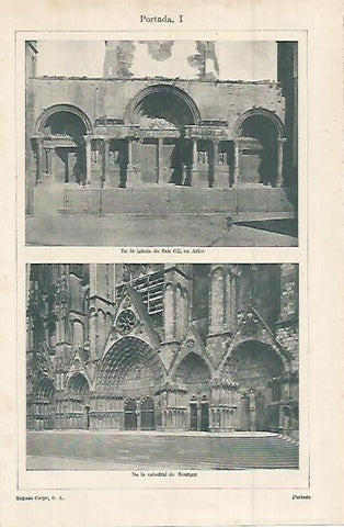LAMINA ESPASA 15289: Iglesia de San Gil en Arles y Catedral de Bourges