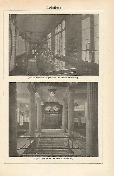 LAMINA ESPASA 15755: Sala de redaccion y hall de Las Noticias en Barcelona