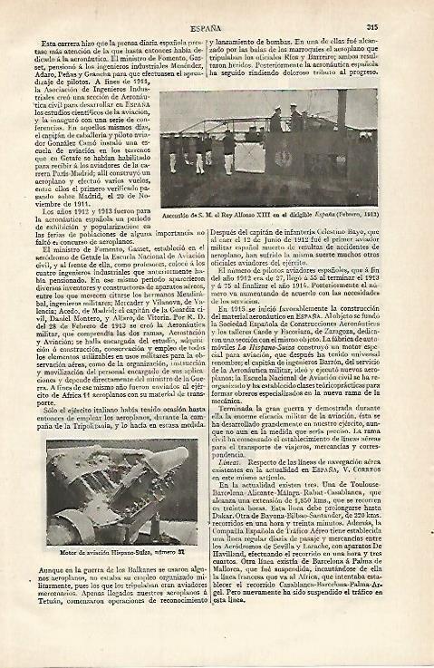 LAMINA ESPASA 15620: El Rey Alfonso XIII en el dirigible España (1913)