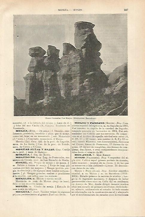 LAMINA ESPASA 27916: Rocas Los Monjes en Montserrat Barcelona