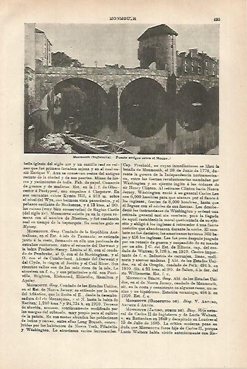 LAMINA ESPASA 27918: Puente en Monmouth Inglaterra