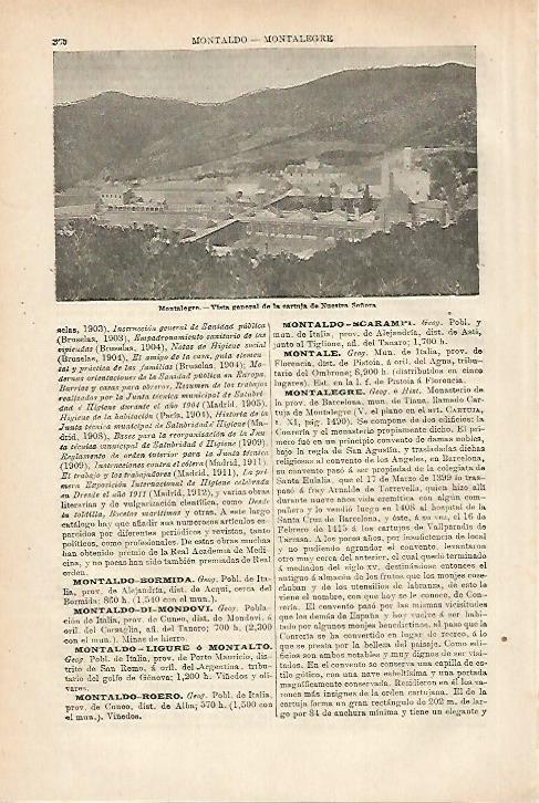 LAMINA ESPASA 27948: Cartuja de Nuestra Señora de Montalegre en Tiana Barcelona
