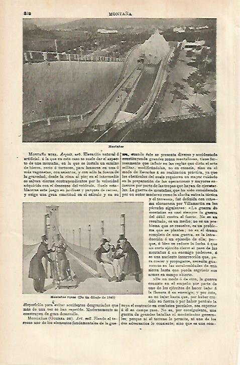 LAMINA ESPASA 27959: Dibujo de montañas rusas de 1840