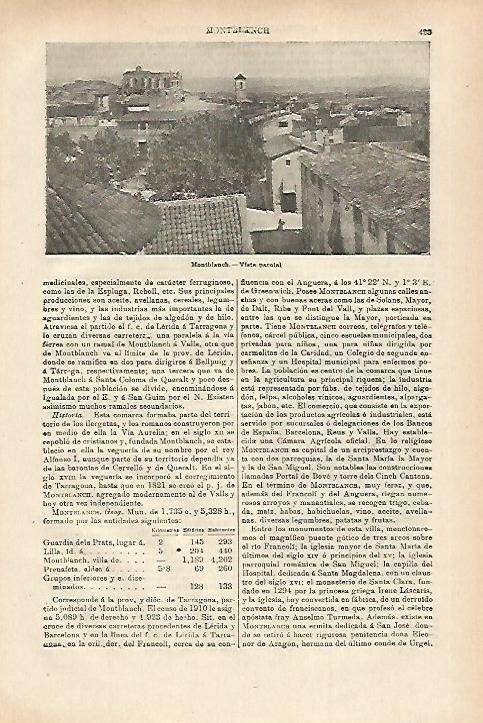 LAMINA ESPASA 27969: Vista de Montblanch Tarragona