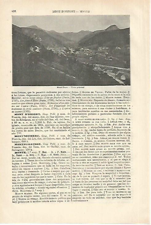 LAMINA ESPASA 27974: Vista de Mont-Dore Francia