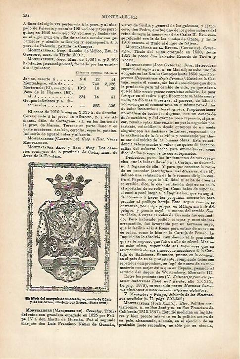 LAMINA ESPASA 27986: Escudo del Marques de Montealegre