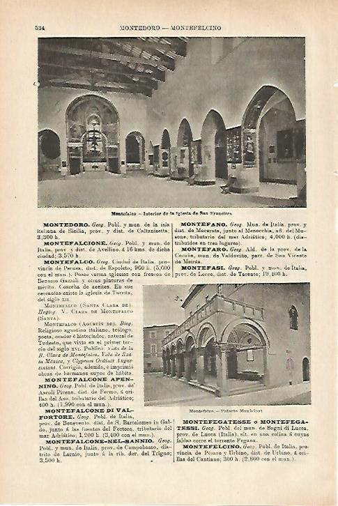 LAMINA ESPASA 27990: Iglesia de San Francisco en Montefalco Italia