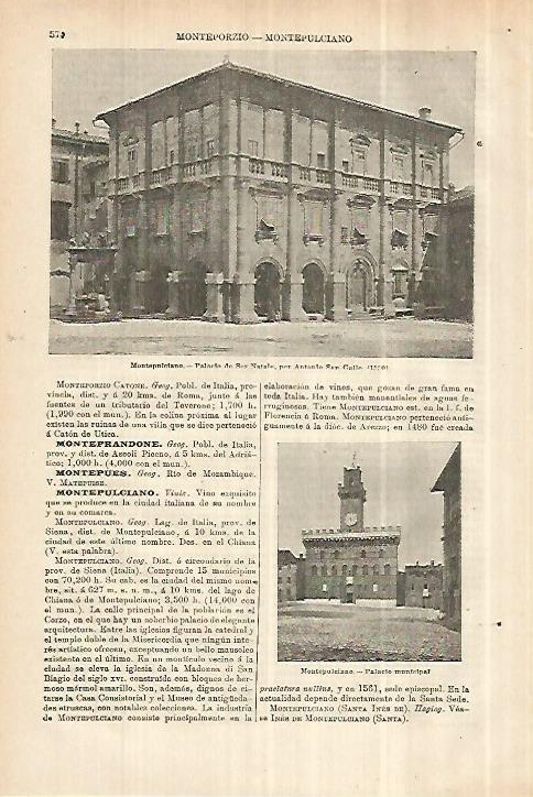 LAMINA ESPASA 28002: Palacio de San Natale en Montepulciano Italia