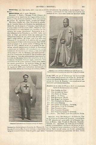LAMINA ESPASA 28009: Caballero de la Orden de Montesa con traje de guerra