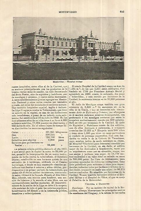 LAMINA ESPASA 28020: Hospital Militar en Montevideo