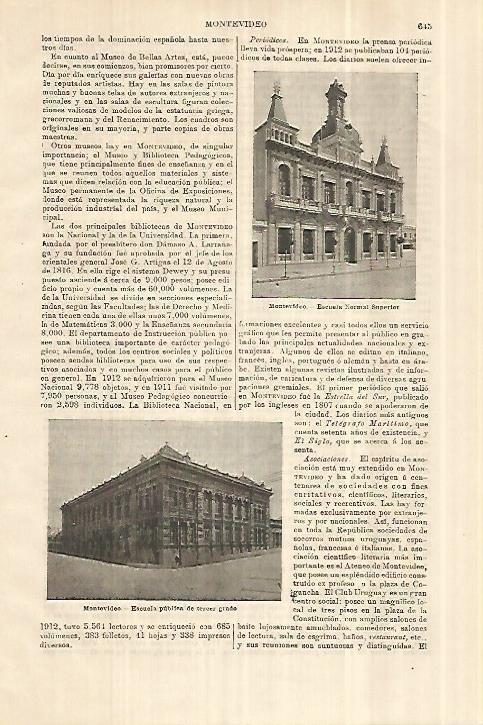 LAMINA ESPASA 28021: Escuela Normal Superior en Montevideo
