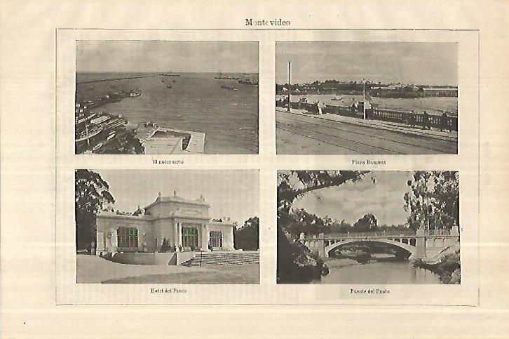 LAMINA ESPASA 28024: Aeropuerto playa y Hotel del Prado en Montevideo