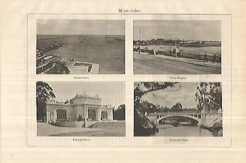 LAMINA ESPASA 28024: Aeropuerto playa y Hotel del Prado en Montevideo