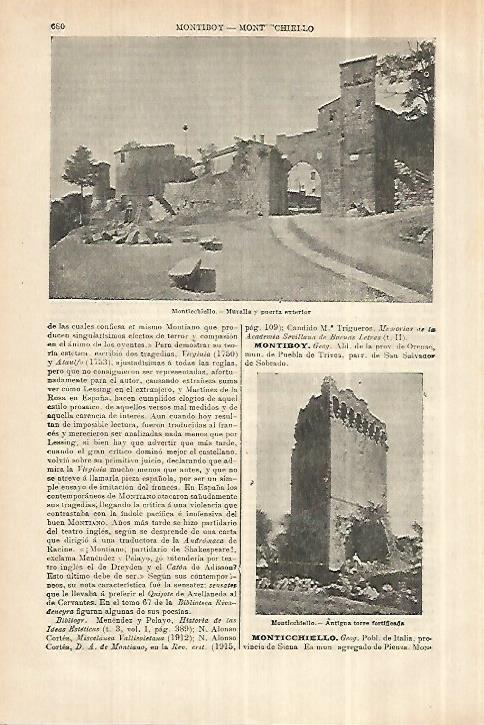 LAMINA ESPASA 28027: Muralla de Monticchiello Italia