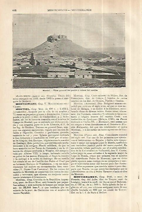 LAMINA ESPASA 28030: Castillo y pueblo de Montiel Ciudad Real
