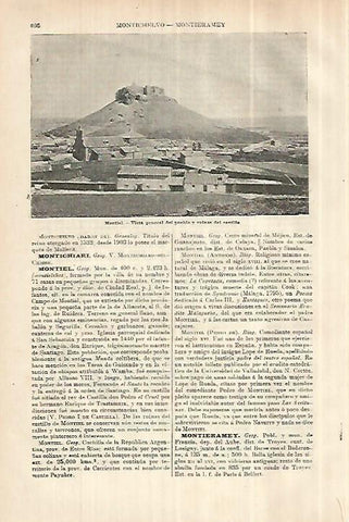 LAMINA ESPASA 28030: Castillo y pueblo de Montiel Ciudad Real