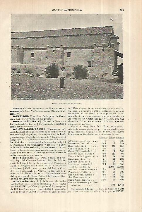 LAMINA ESPASA 28032: Castillo de Montilla Cordoba