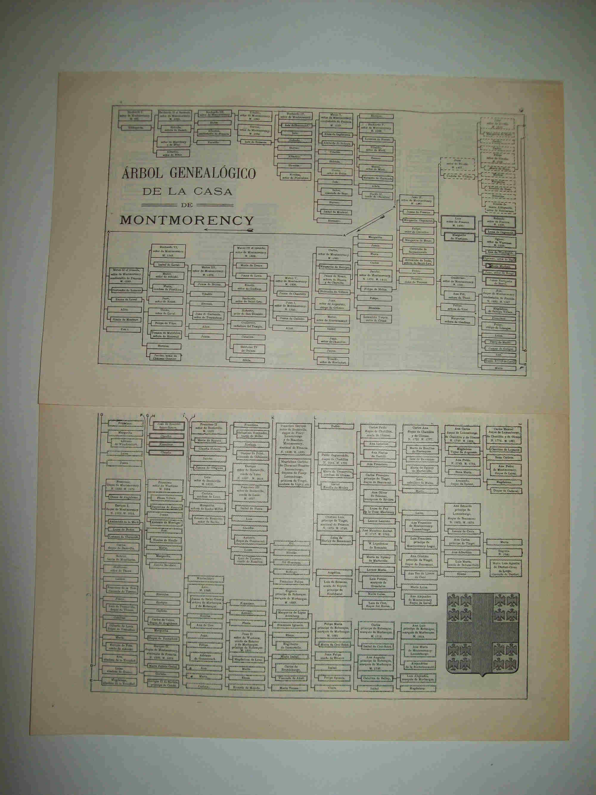 LAMINA ESPASA 28037: Arbol genealogico de la Casa de Montmorency