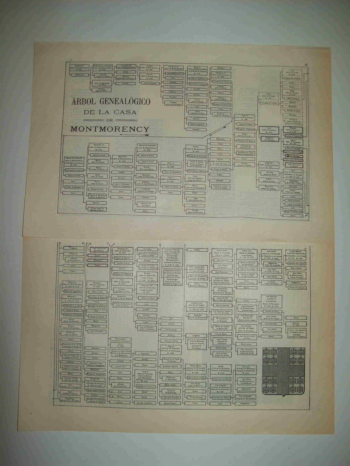 LAMINA ESPASA 28037: Arbol genealogico de la Casa de Montmorency
