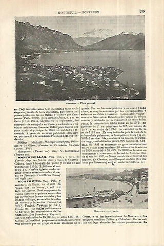 LAMINA ESPASA 28051: Vistas de Montreaux Suiza