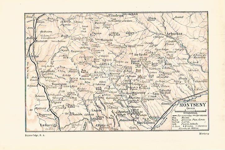 LAMINA ESPASA 28055: Mapa del Montseny Barcelona
