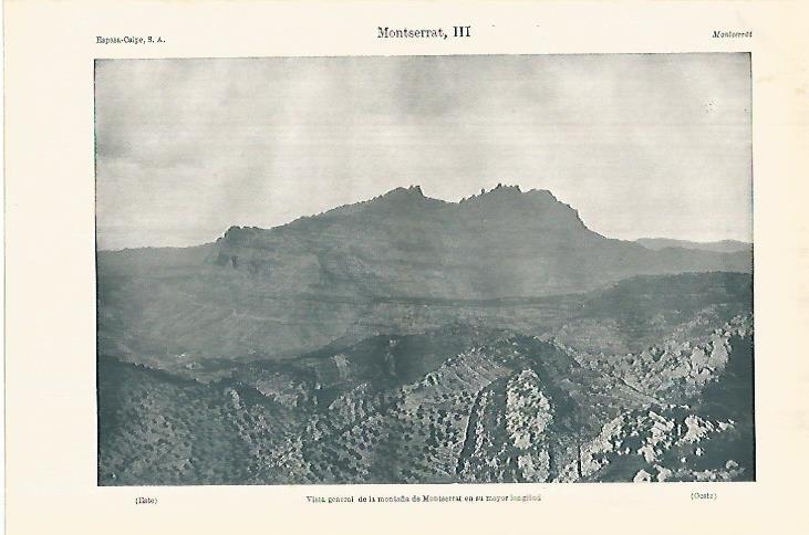 LAMINA ESPASA 28068: Vista de la montaña de Montserrat Barcelona