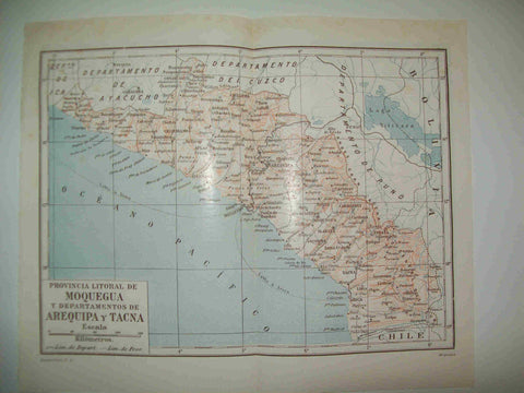 LAMINA ESPASA 28075: Mapa de la pri¡ovincia de Moquegua Peru