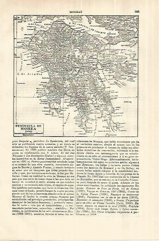 LAMINA ESPASA 28089: Mapa de la peninsula de Morea