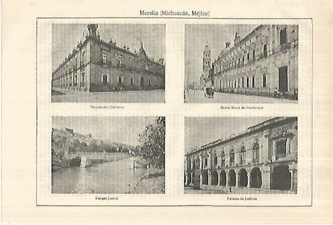 LAMINA ESPASA 28096: Vistas de Morelia Mexico