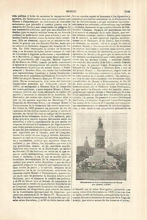 LAMINA ESPASA 28104: Monumento a Moret en Cadiz
