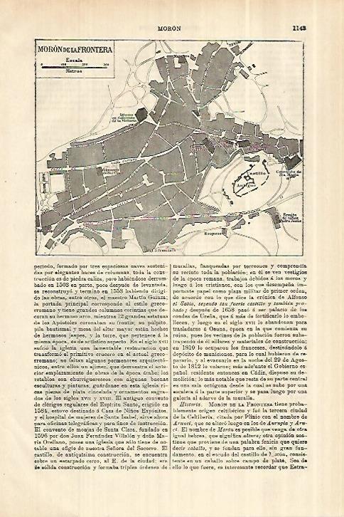 LAMINA ESPASA 28114: Plano de Moron de la Frontera Sevilla