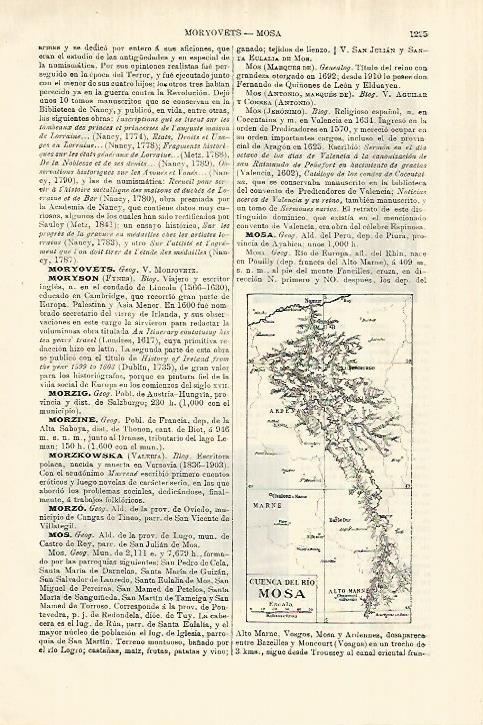 LAMINA ESPASA 28133: Mapa de la cuenca del rio Mosa
