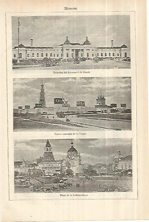 LAMINA ESPASA 28146: Estacion Convento de la Virgen y Plaza en Moscu