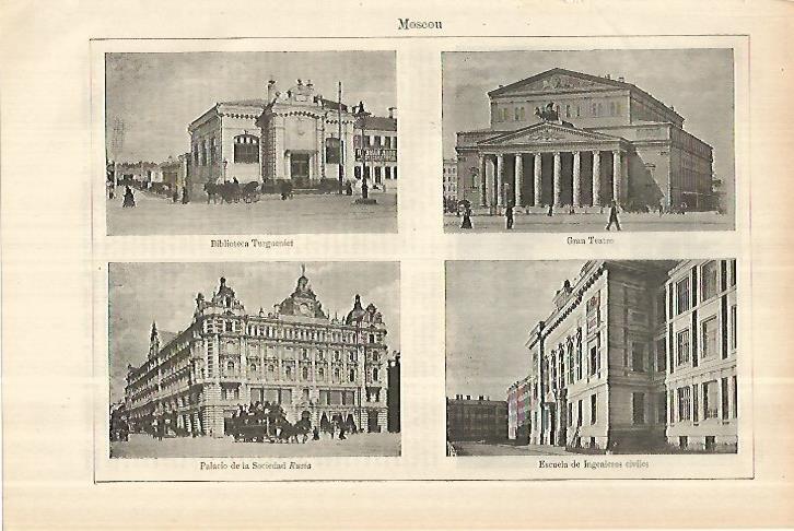 LAMINA ESPASA 28147: Biblioteca Palacio. Teatro y Escuela de Ingenieeros en Moscu