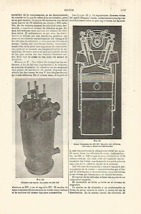 LAMINA ESPASA 28173: Cilindro del motor Mercedes de 260 HP
