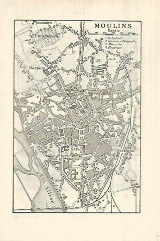 LAMINA ESPASA 28181: Plano de Moulins Francia